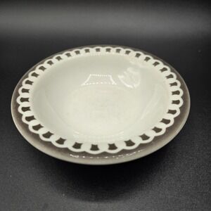 VTG Sterling China Vitrified China Berry/Sauce Bowl Grey Eyelet Trim ~4.75" Dia.